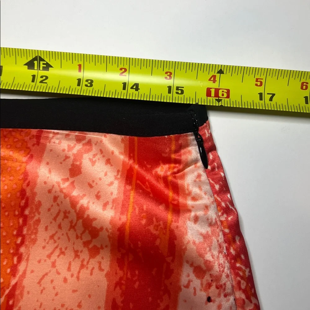 Women’s Snake Skin Print Pencil Skirt Orange Peach Black Sz 8 Statement Y2K